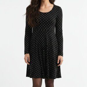 Old Navy XS Black White Polka Dot Long Sleeve Dress